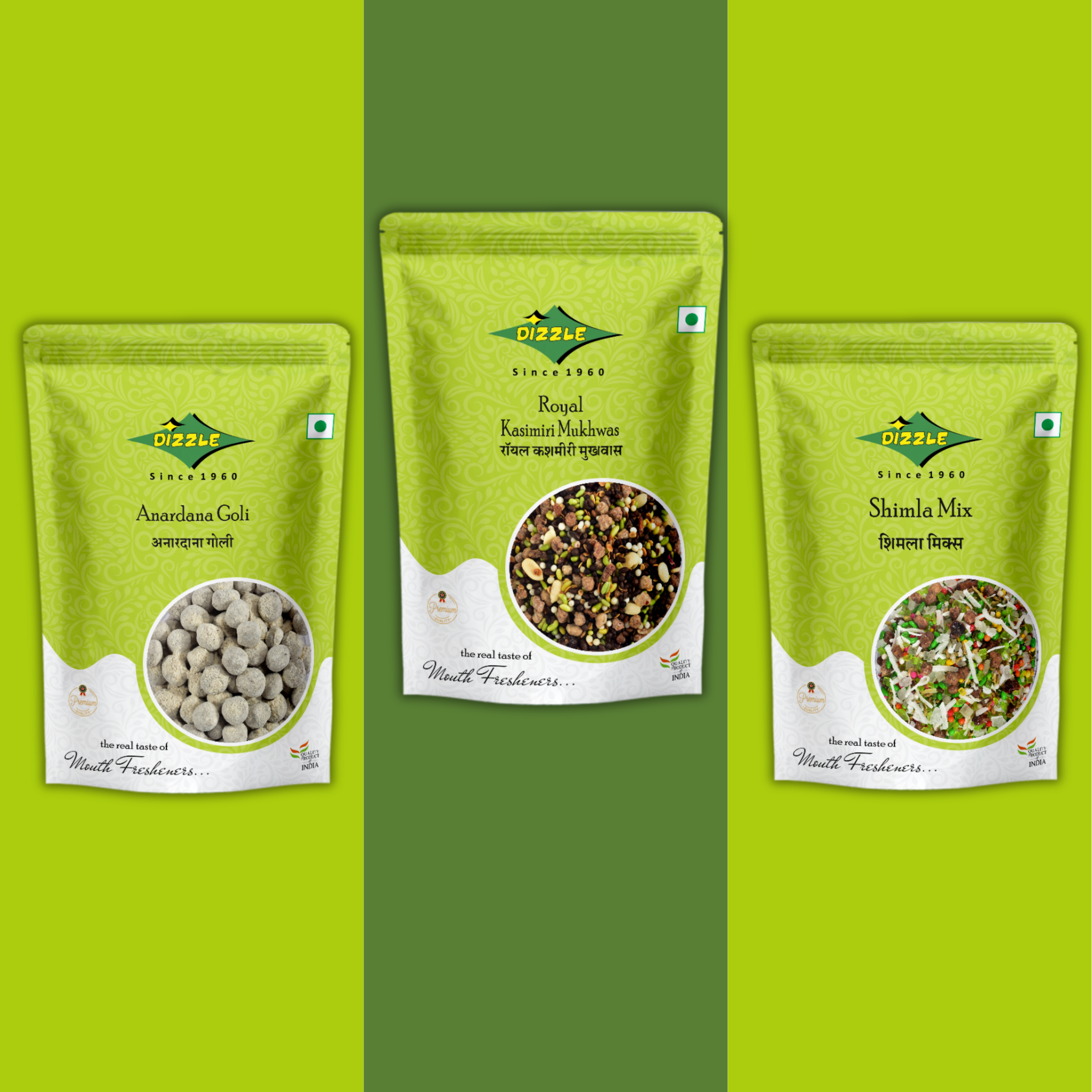 Dizzle Anardana Goli, Royal Kashmiri Mukhwas & Shimla Mix Combo Pack (100g Each)