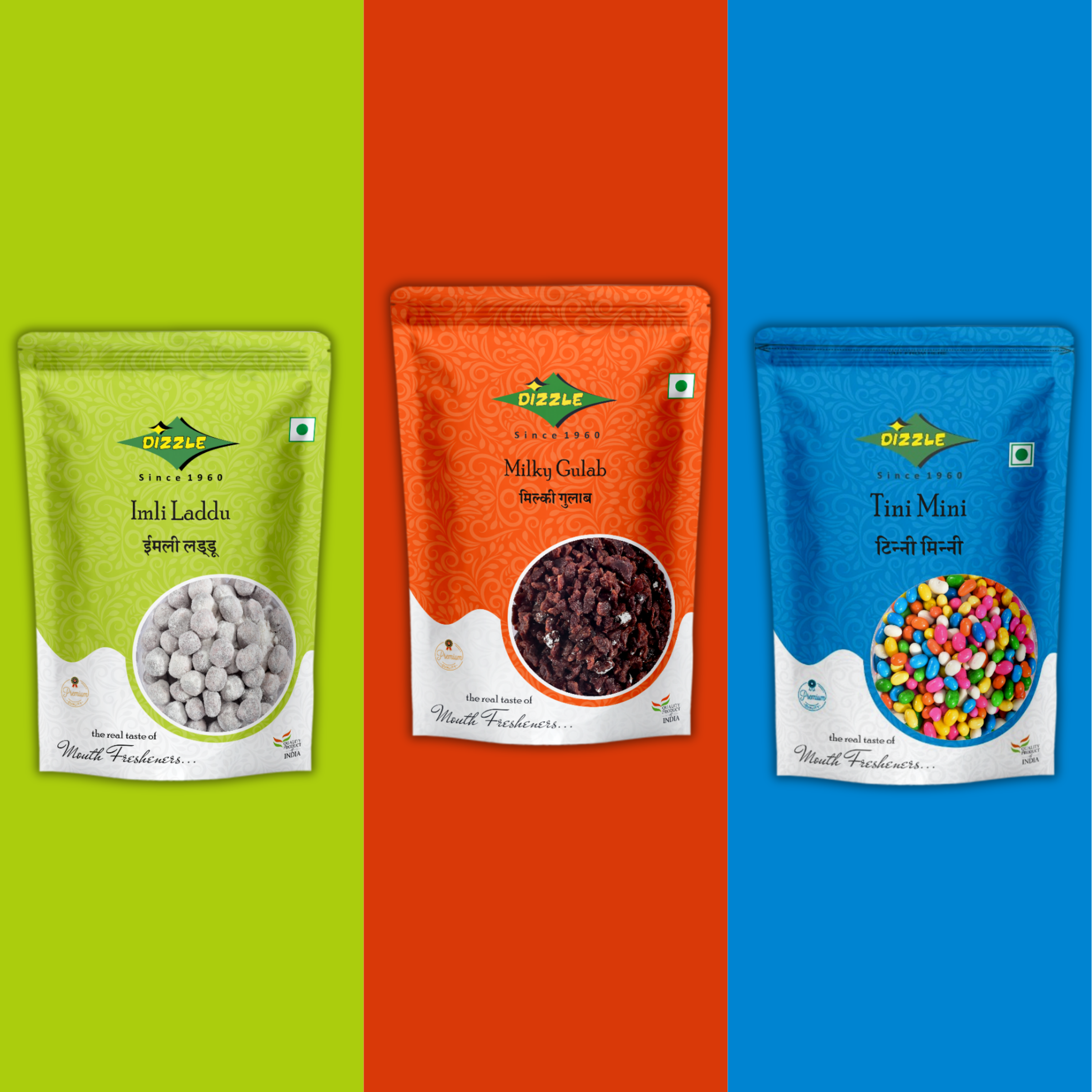 Dizzle Imli Laddu, Milky Gulab & Tini Mini Combo Pack (300g)