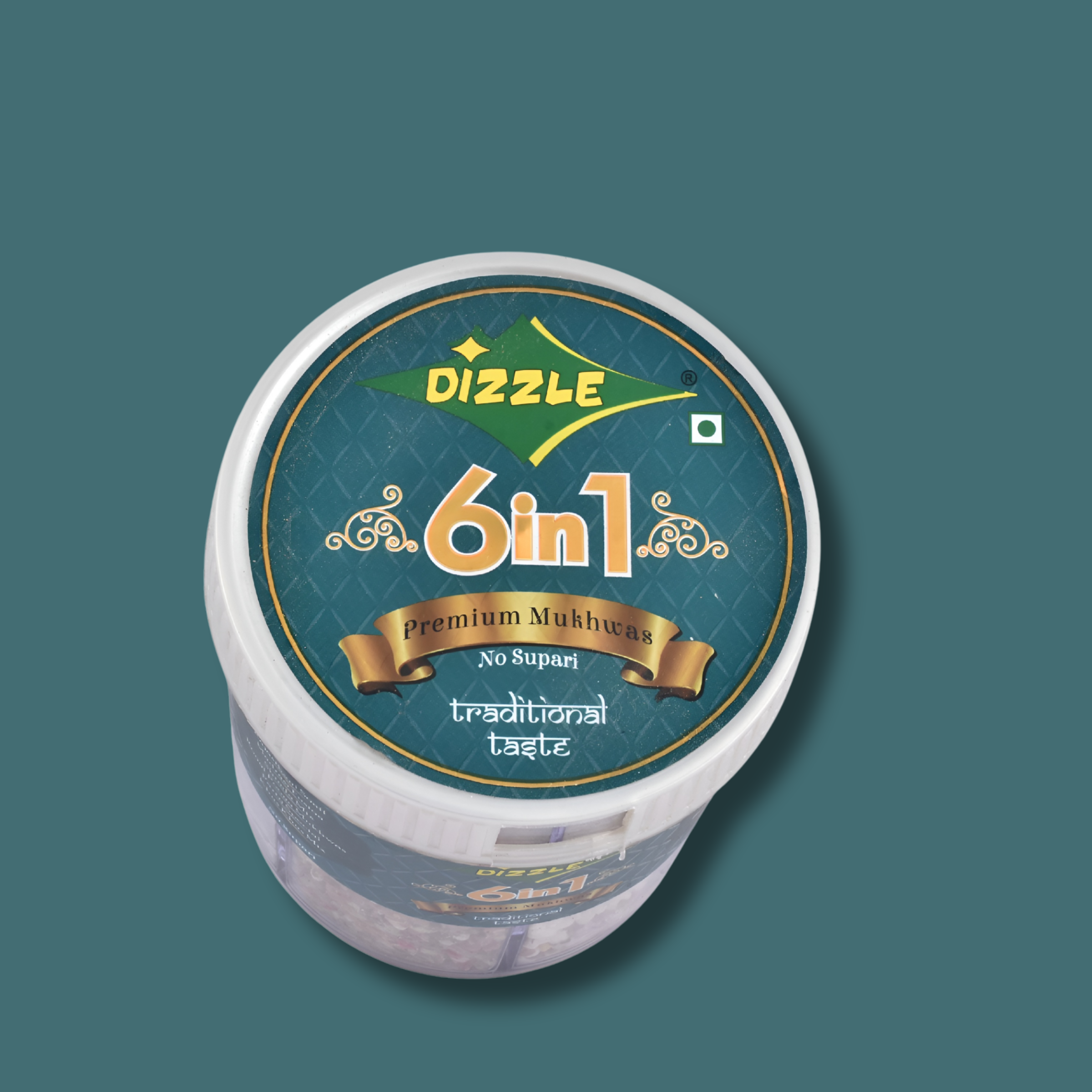 Dizzle Mukhwas Tin 6 In 1 - (No Supari) (1 Tray = 6 pcs) (Rajasthani Sonff, Madrasi Fusion, Shimla Mix, Royal Poona Mukhwas, Party Special, Khus Khus Mix)