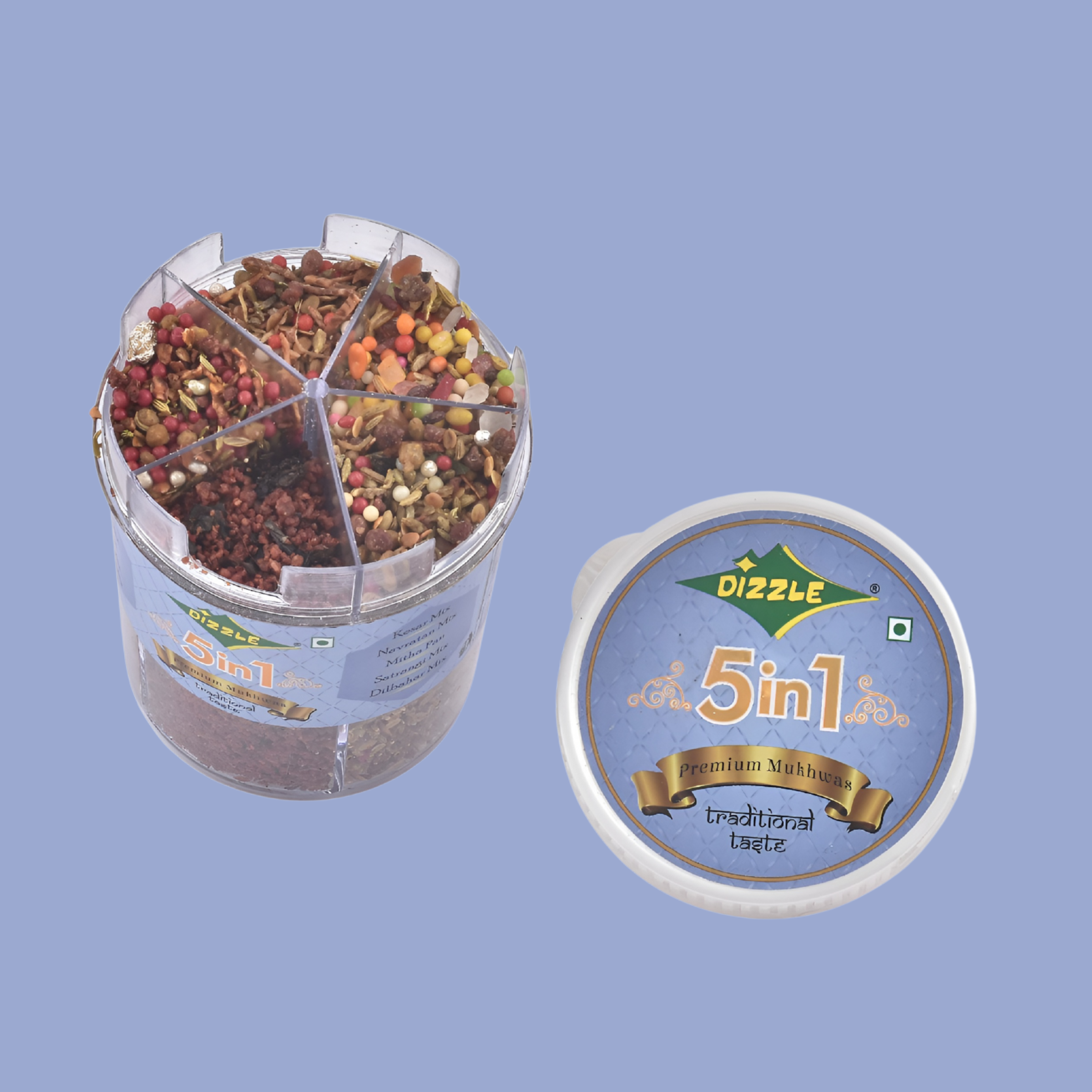 Mukhwas Tin 5 In 1 - (Individual Box Pack) (Kesar Mix, Navratan Mix, Mitha Pan, Satrangi Mix, Dilbahar Mix)