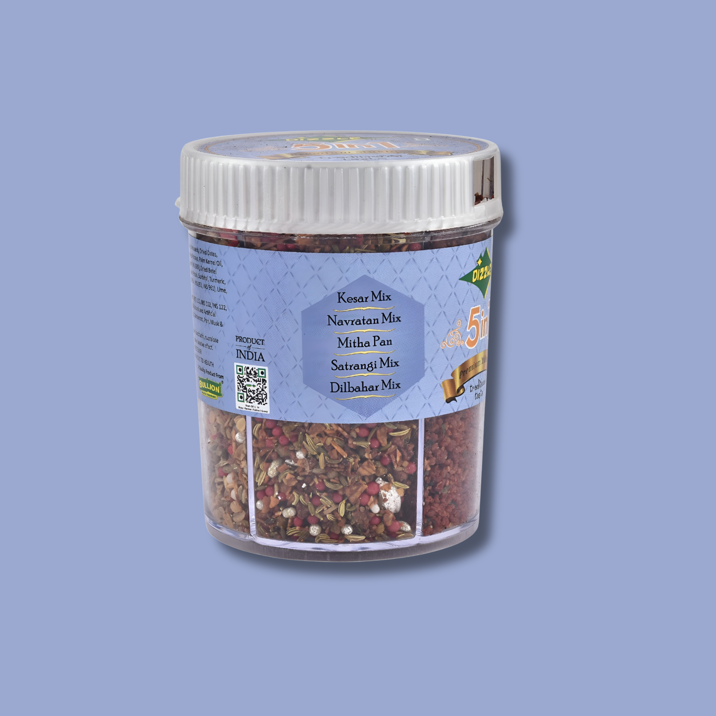 Mukhwas Tin 5 In 1 - (Individual Box Pack) (Kesar Mix, Navratan Mix, Mitha Pan, Satrangi Mix, Dilbahar Mix)