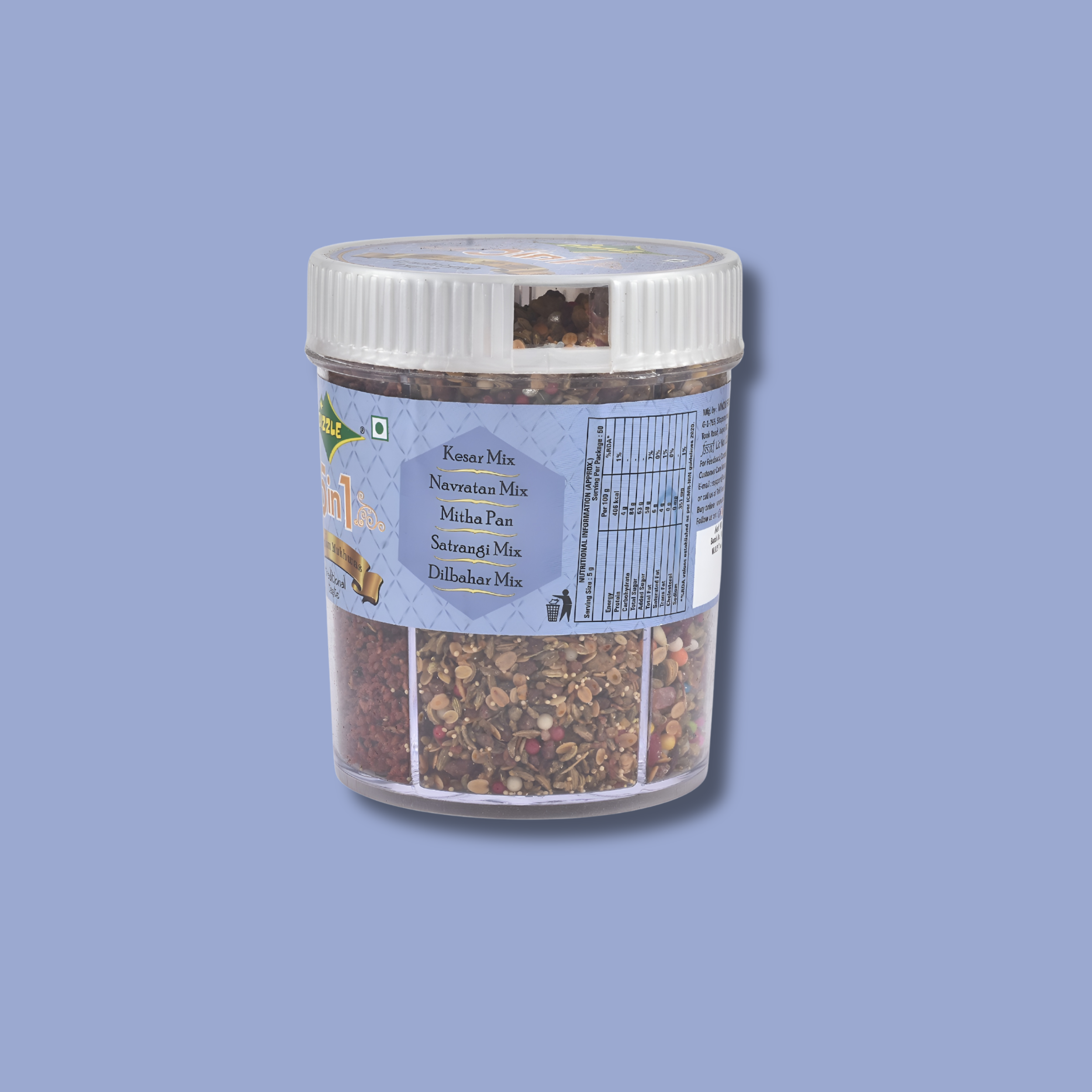 Mukhwas Tin 5 In 1 - (Individual Box Pack) (Kesar Mix, Navratan Mix, Mitha Pan, Satrangi Mix, Dilbahar Mix)