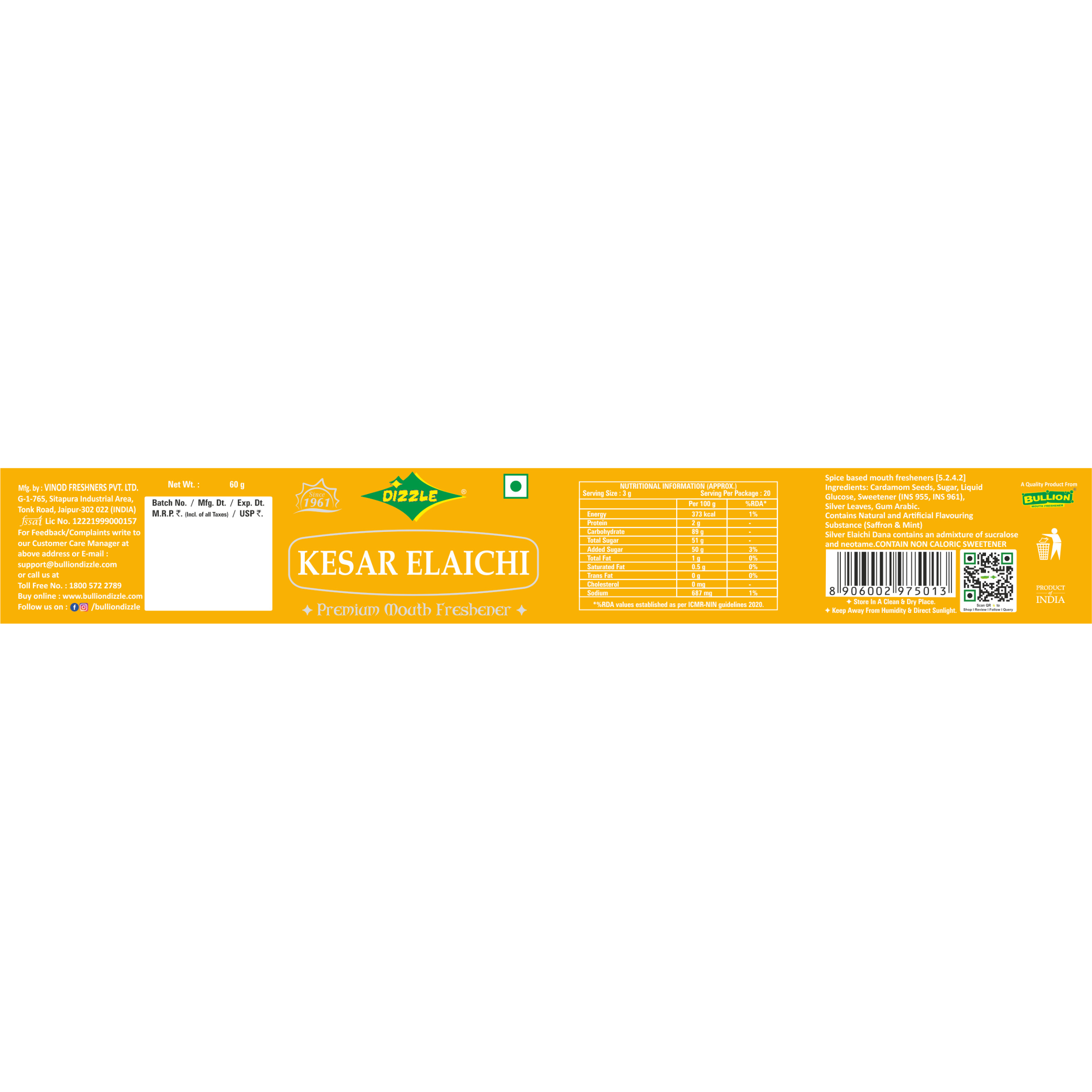 Dizzle Kesar Elaichi (60 GM)