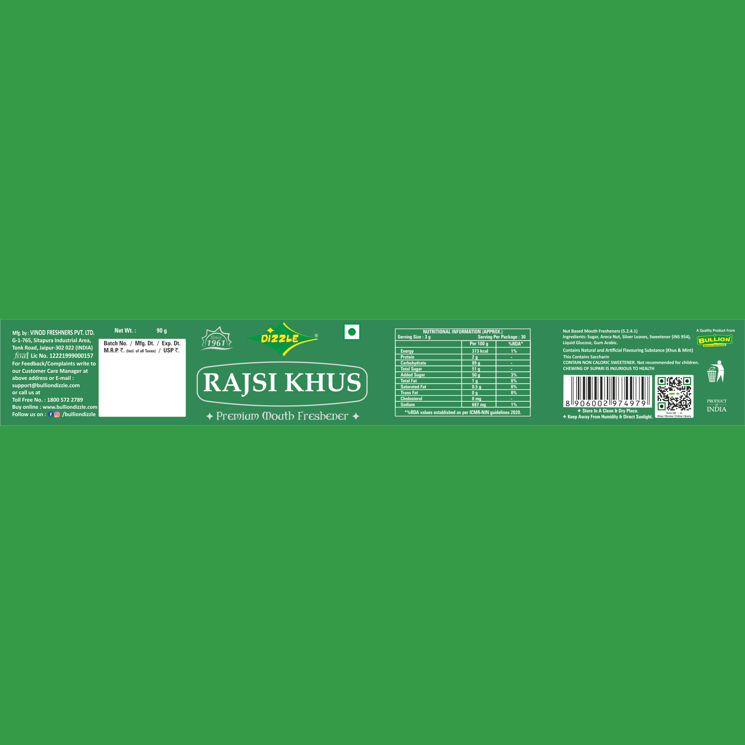 Dizzle Rajsi Khus (90 GM)